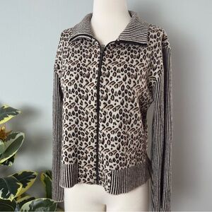 Runi BIS Leopard Zipper Front Cardigan ~ Medium